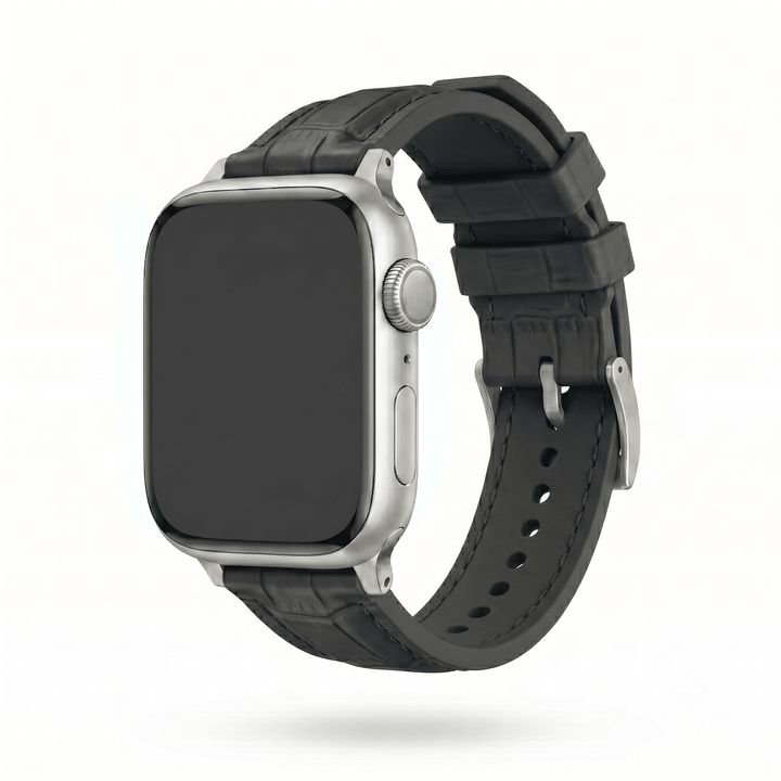 Croc Rubber - For Apple Watch - Black with Black - BluShark Straps