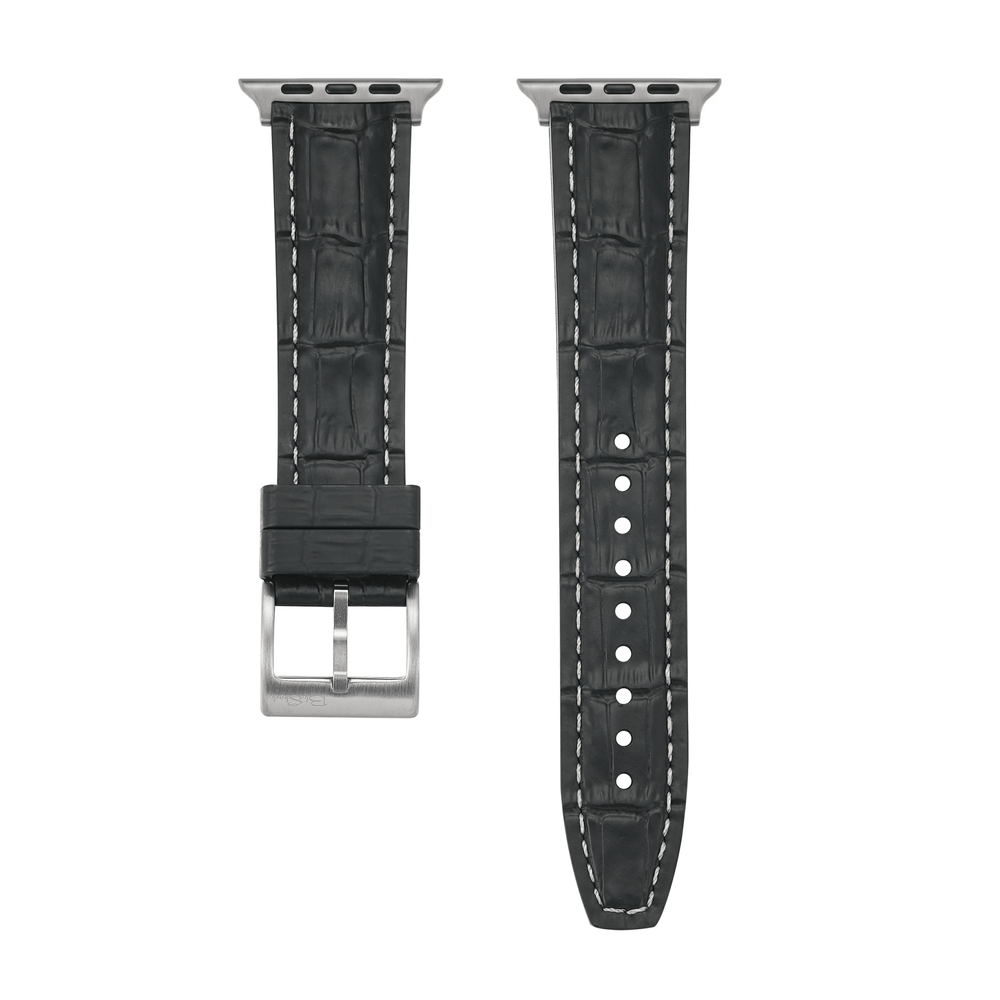 Croc Rubber - For Apple Watch - Black with White - BluShark Straps