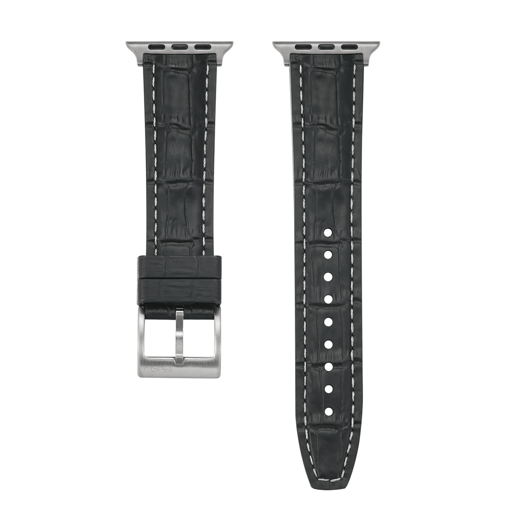 Croc Rubber - For Apple Watch - Black with White - BluShark Straps