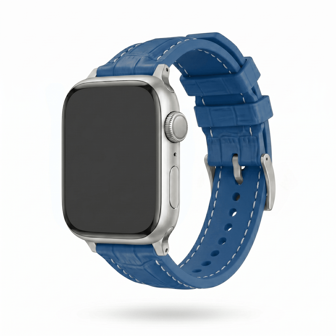 Croc Rubber - For Apple Watch - Blue with White - BluShark Straps