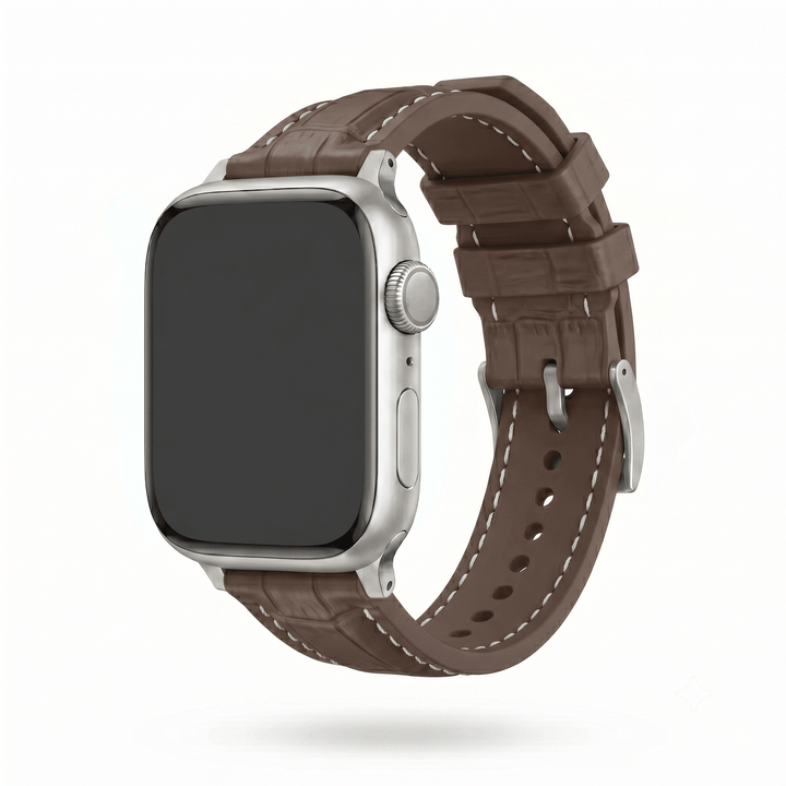 Croc Rubber - For Apple Watch - Brown with White - BluShark Straps
