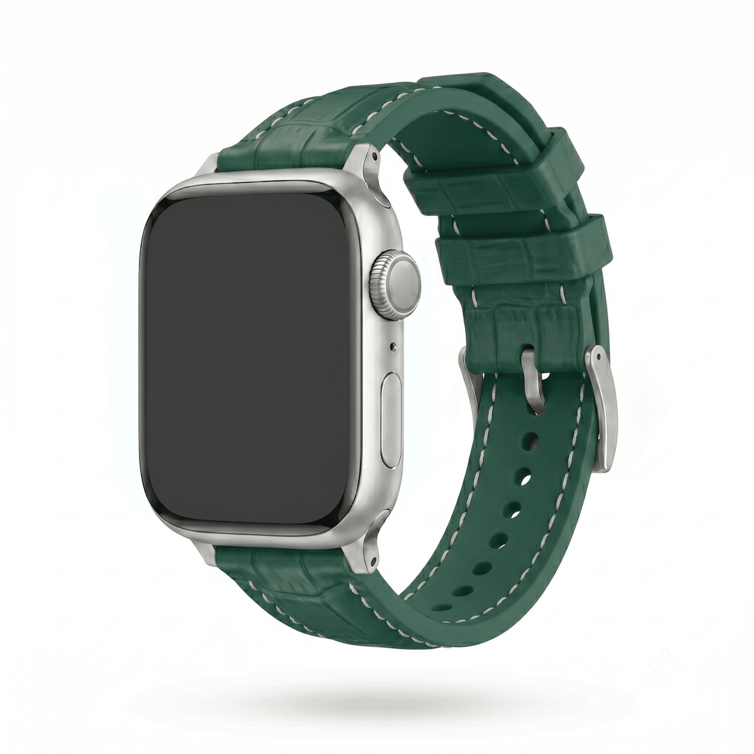 Croc Rubber - For Apple Watch - Green with White - BluShark Straps