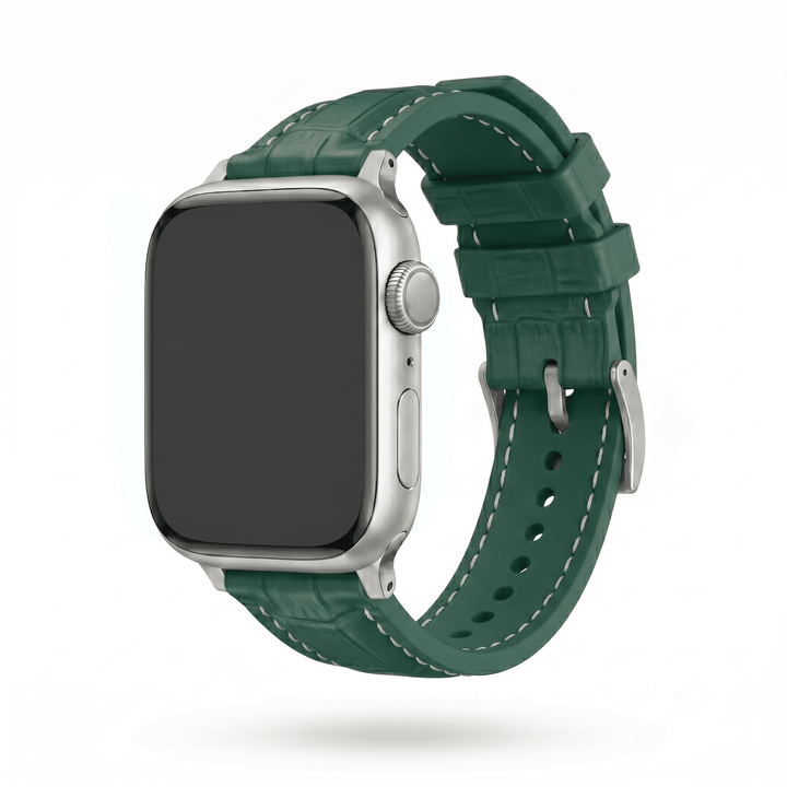 Croc Rubber - For Apple Watch - Green with White - BluShark Straps