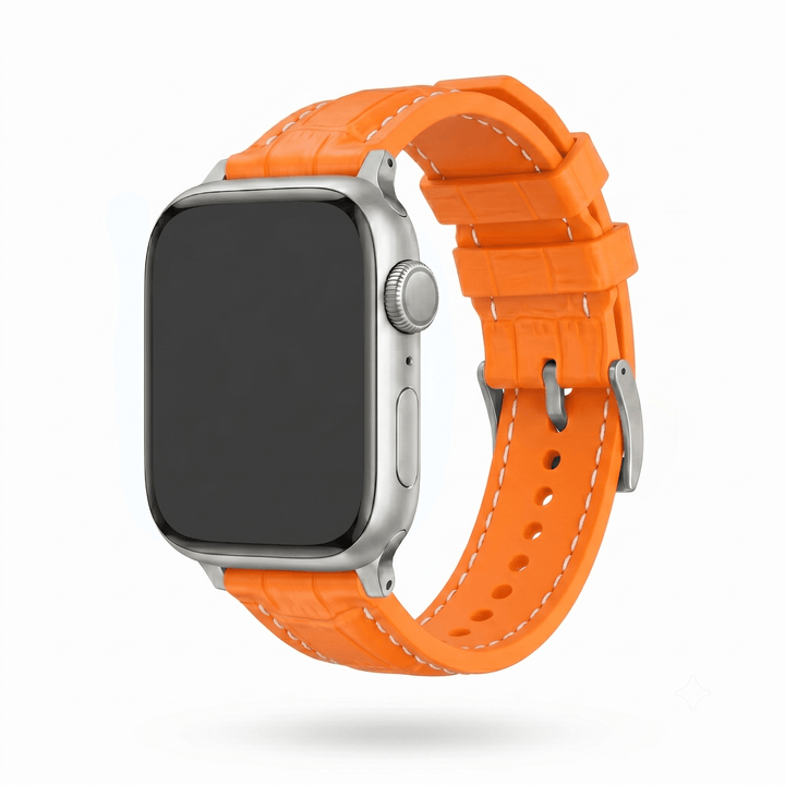 Croc Rubber - For Apple Watch - Orange with White - BluShark Straps