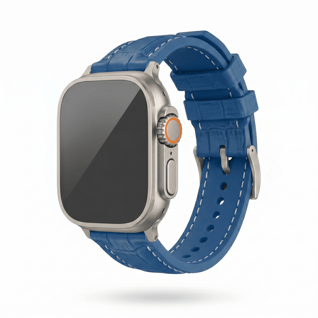 Croc Rubber - For Apple Watch ULTRA - Blue with White - BluShark Straps