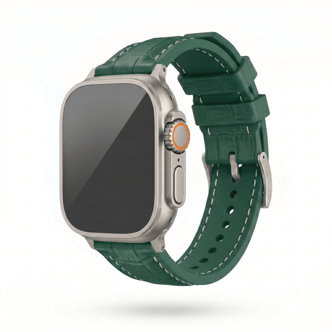 Croc Rubber - For Apple Watch ULTRA - Green with White - BluShark Straps