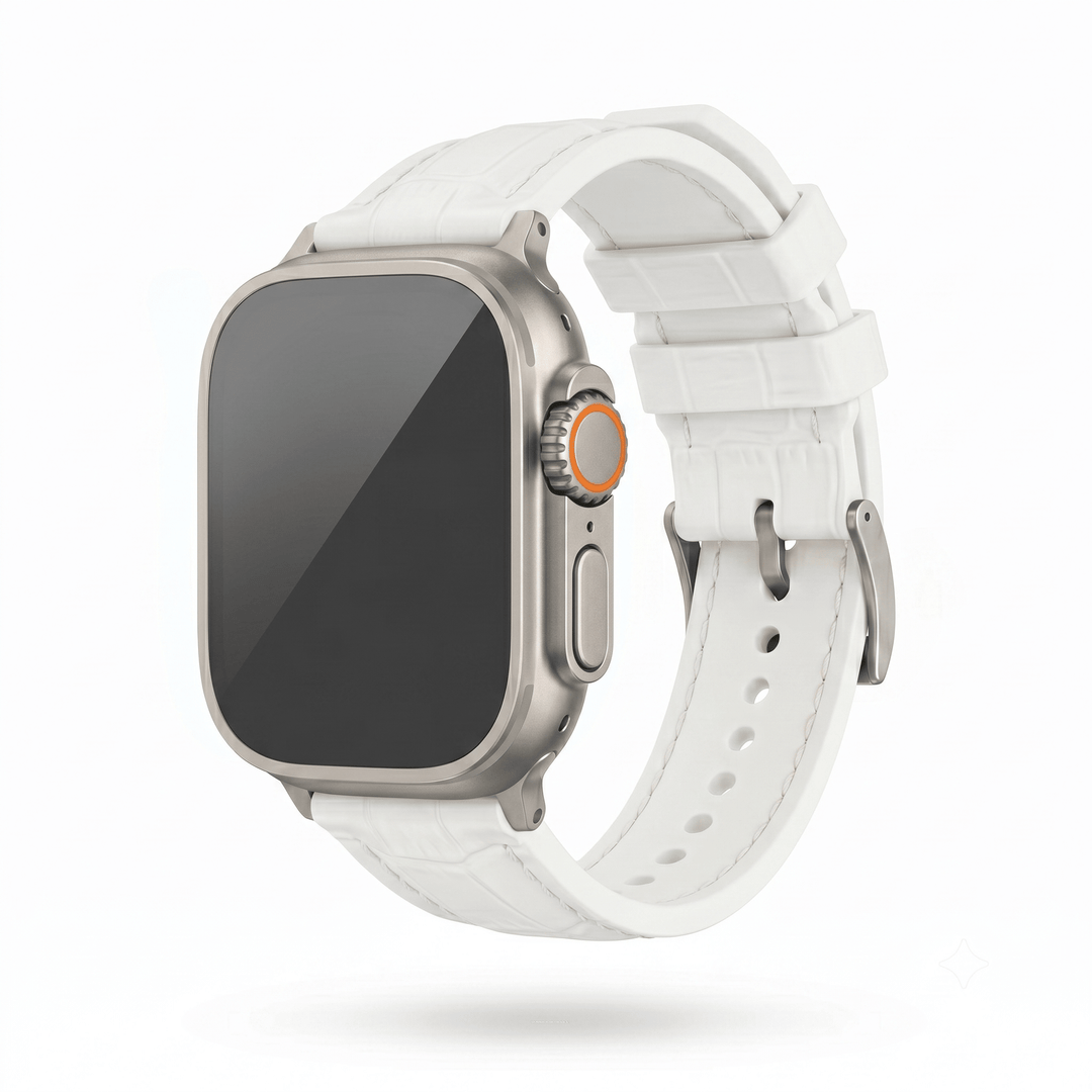 Croc Rubber - For Apple Watch ULTRA - White with White - BluShark Straps