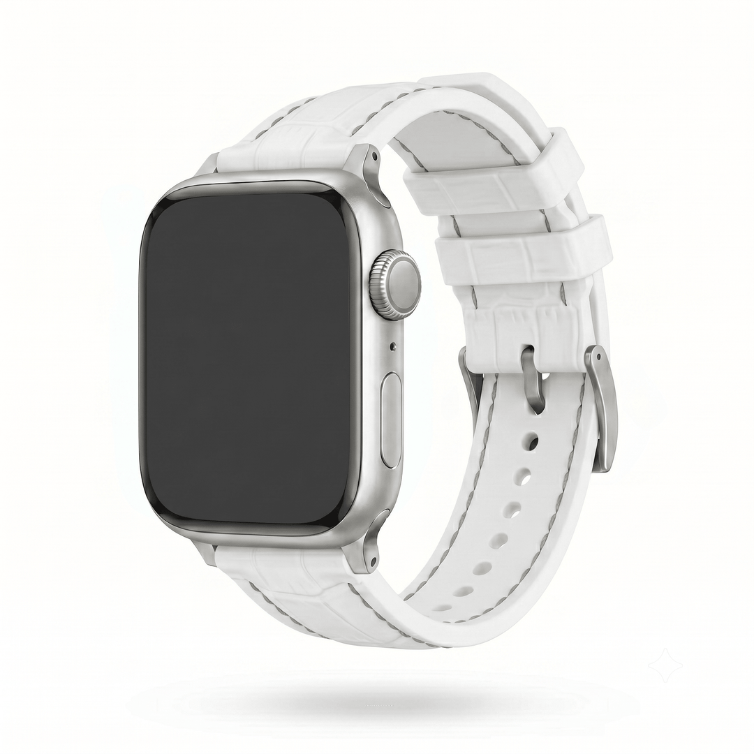 Croc Rubber - For Apple Watch - White with Gray - BluShark Straps