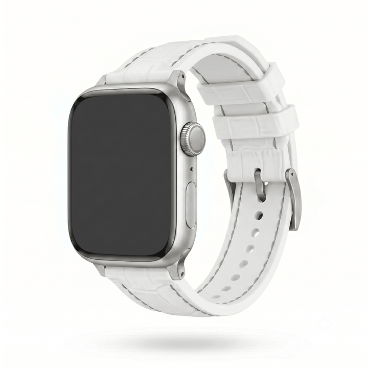 Croc Rubber - For Apple Watch - White with Gray - BluShark Straps