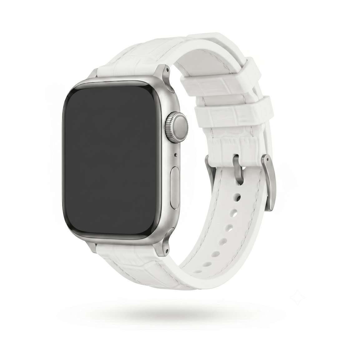 Croc Rubber - For Apple Watch - White with White - BluShark Straps