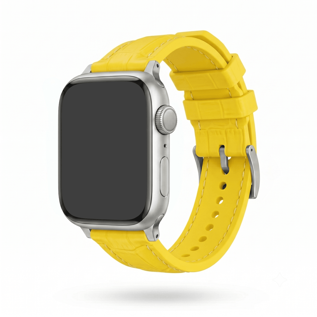 Croc Rubber - For Apple Watch - Yellow with White - BluShark Straps
