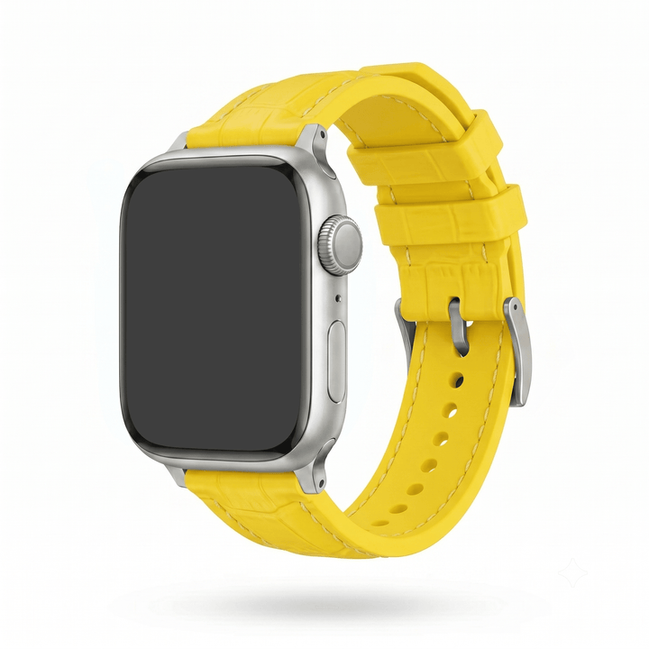 Croc Rubber - For Apple Watch - Yellow with White - BluShark Straps