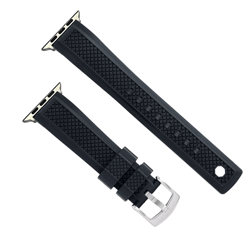Crosshatch Rubber Band – For Apple Watch - Black - BluShark Straps