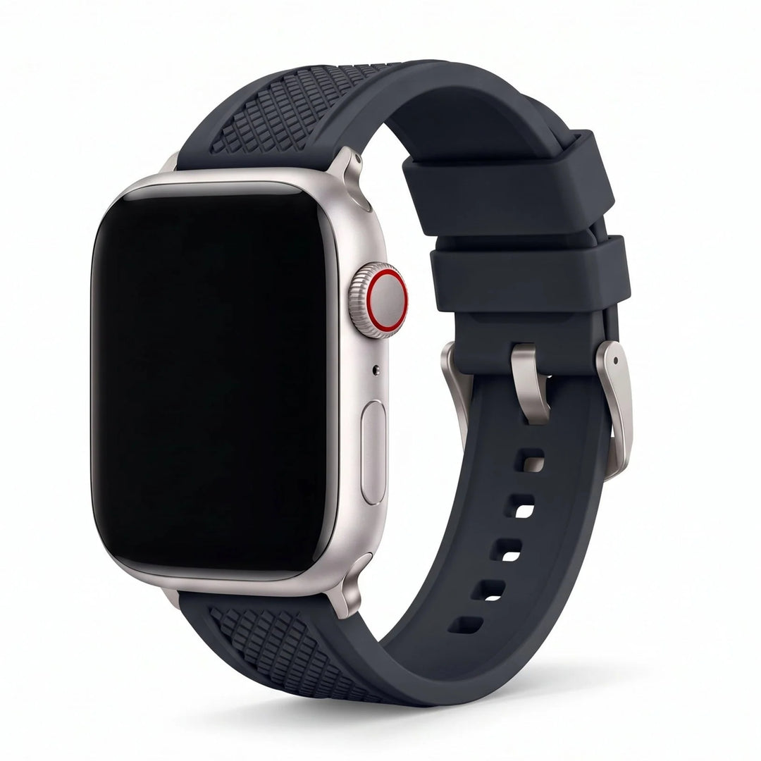 Crosshatch Rubber Band – For Apple Watch - Black - BluShark Straps