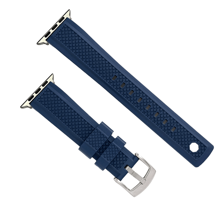 Crosshatch Rubber Band – For Apple Watch - Blue - BluShark Straps