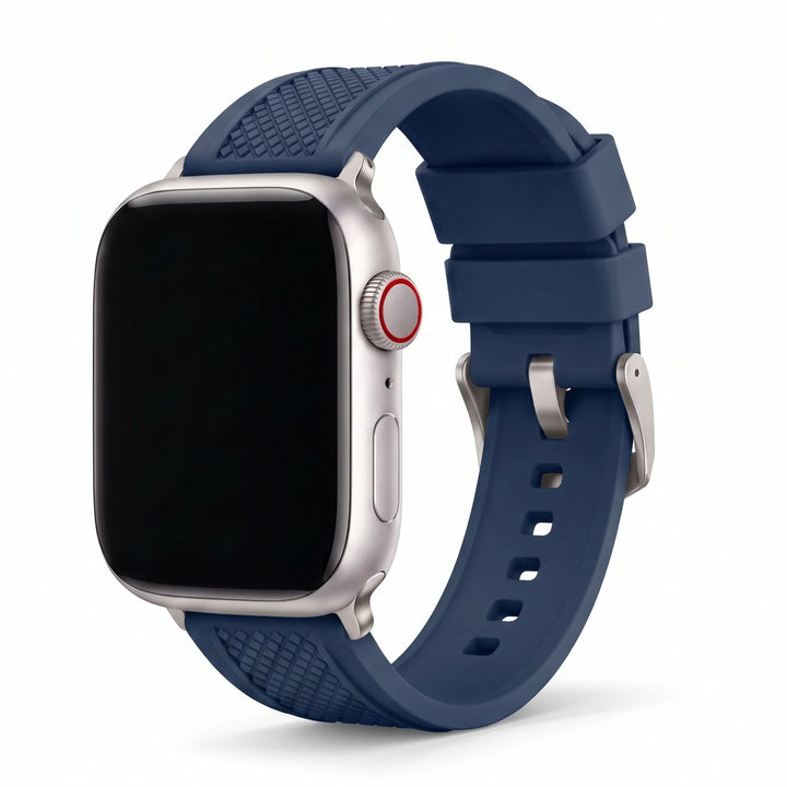 Crosshatch Rubber Band – For Apple Watch - Blue - BluShark Straps