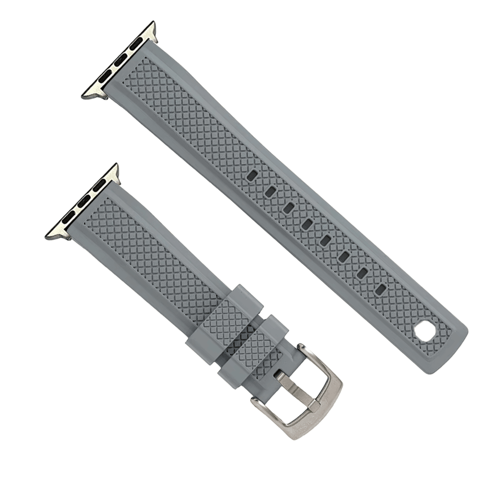 Crosshatch Rubber Band – For Apple Watch - Gray - BluShark Straps