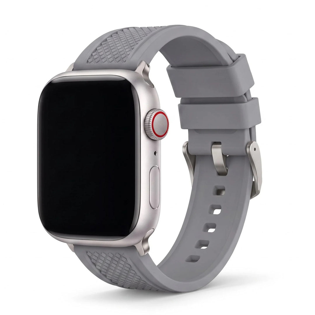 Crosshatch Rubber Band – For Apple Watch - Gray - BluShark Straps