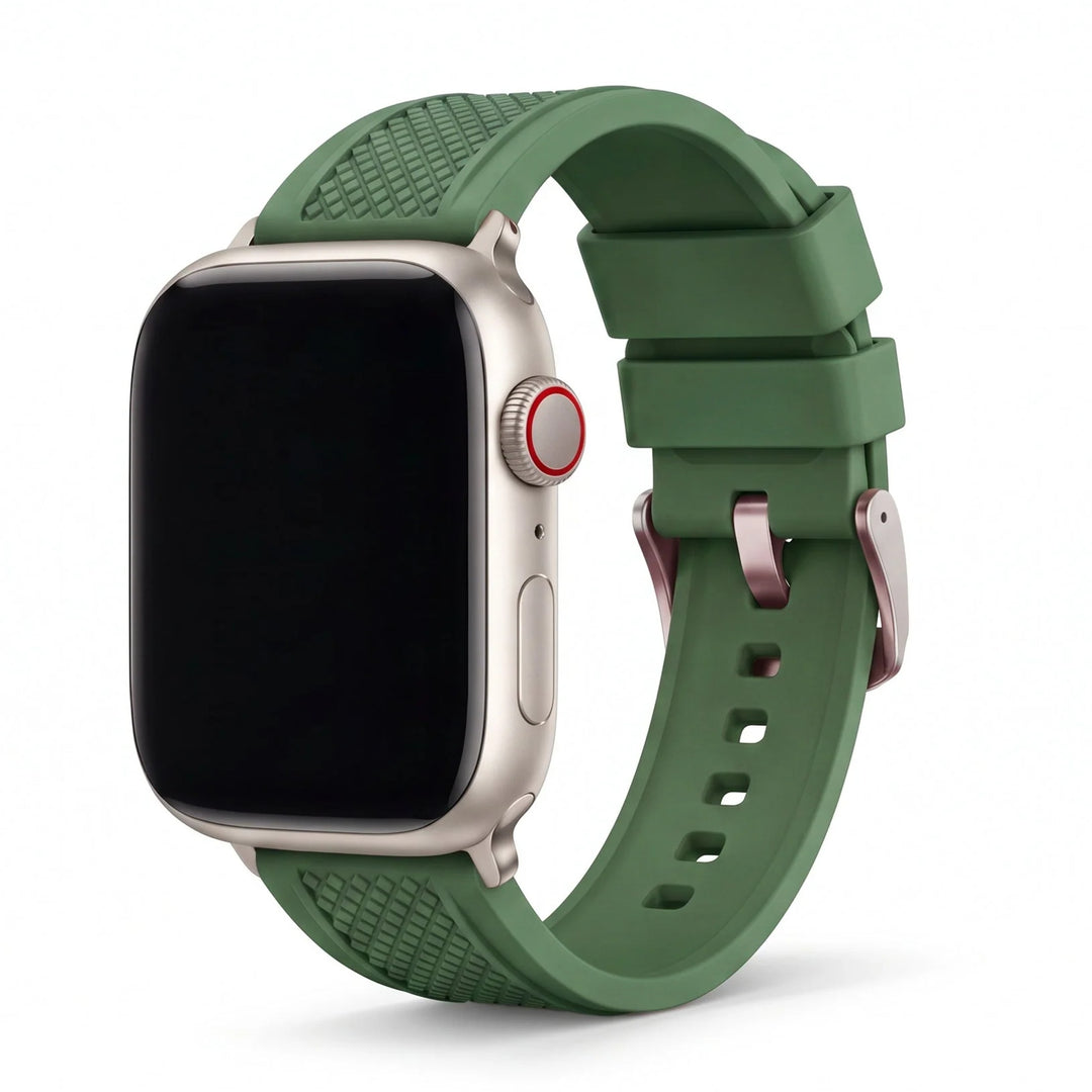 Crosshatch Rubber Band – For Apple Watch - Grenade Green - BluShark Straps