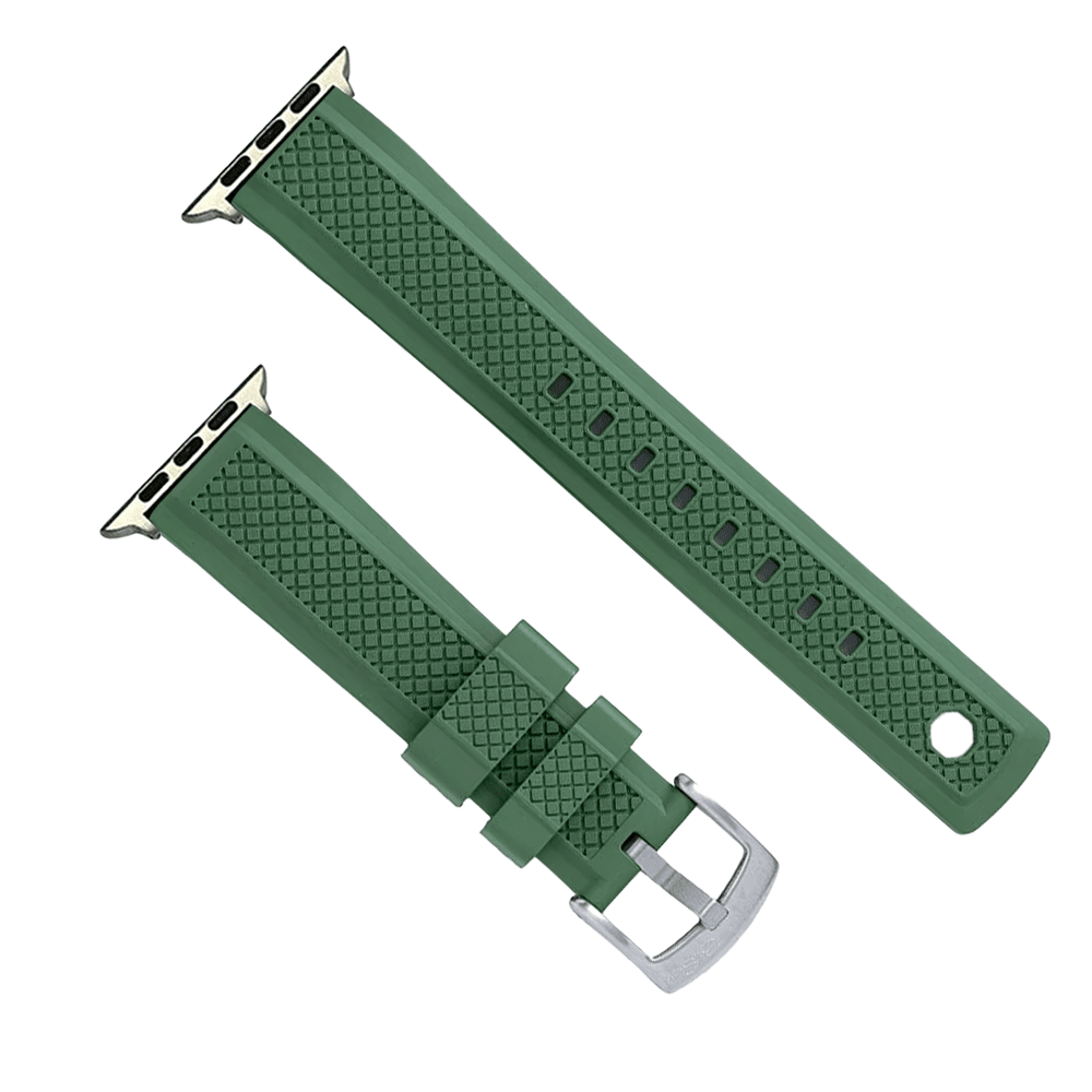 Crosshatch Rubber Band – For Apple Watch - Grenade Green - BluShark Straps