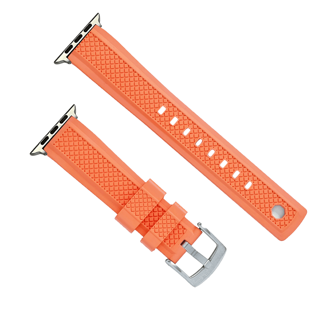 Crosshatch Rubber Band – For Apple Watch - Orange - BluShark Straps