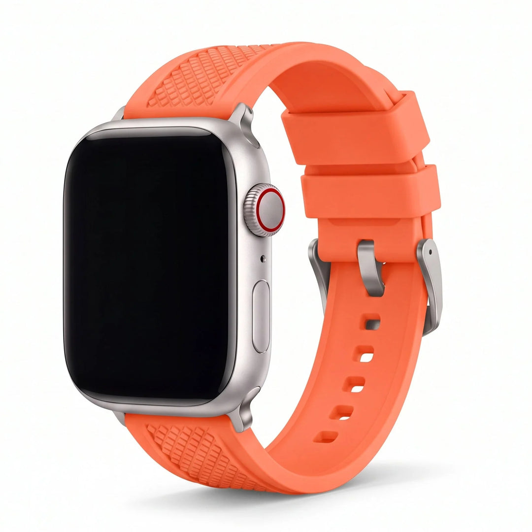 Crosshatch Rubber Band – For Apple Watch - Orange - BluShark Straps