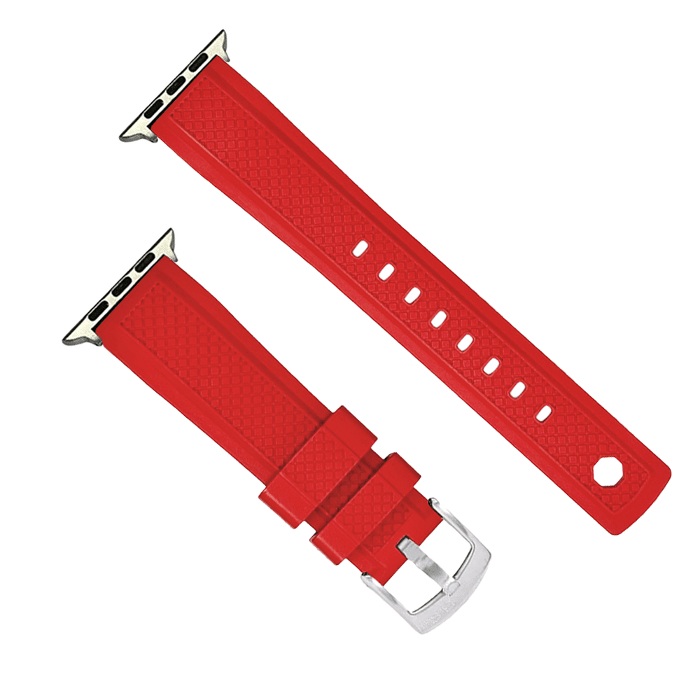 Crosshatch Rubber Band – For Apple Watch - Red - BluShark Straps