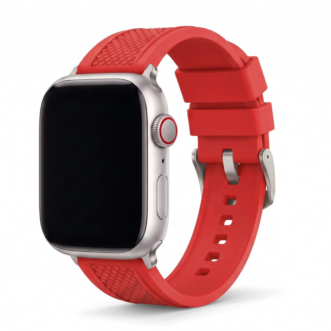 Crosshatch Rubber Band – For Apple Watch - Red - BluShark Straps