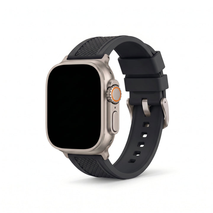 Crosshatch Rubber Band - For Apple Watch ULTRA - Black - BluShark Straps