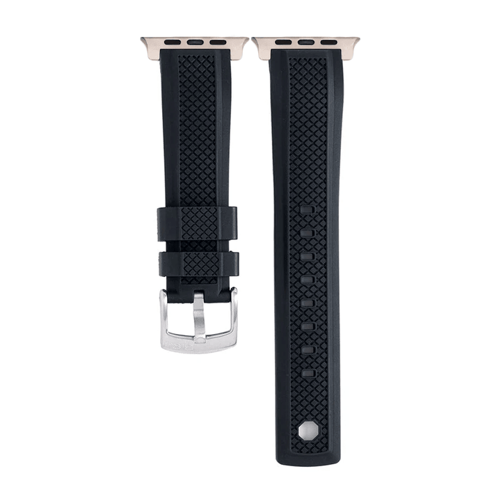 Crosshatch Rubber Band - For Apple Watch ULTRA - Black - BluShark Straps