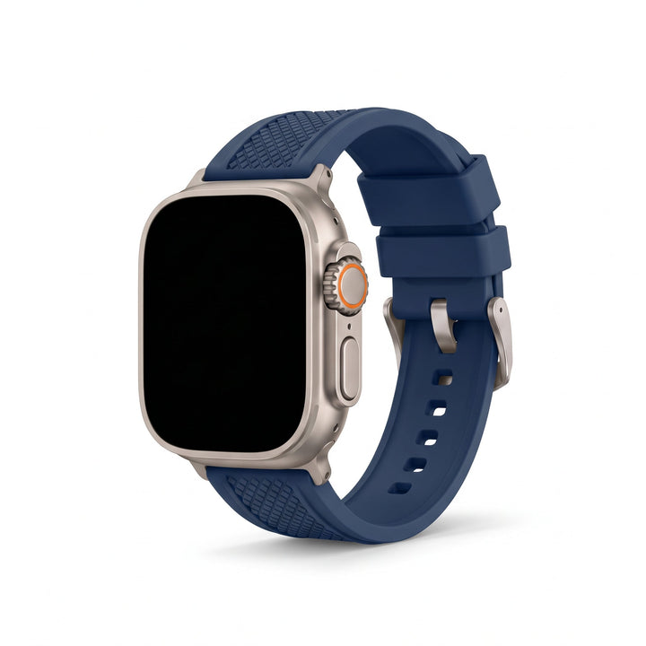 Crosshatch Rubber Band - For Apple Watch ULTRA - Blue - BluShark Straps