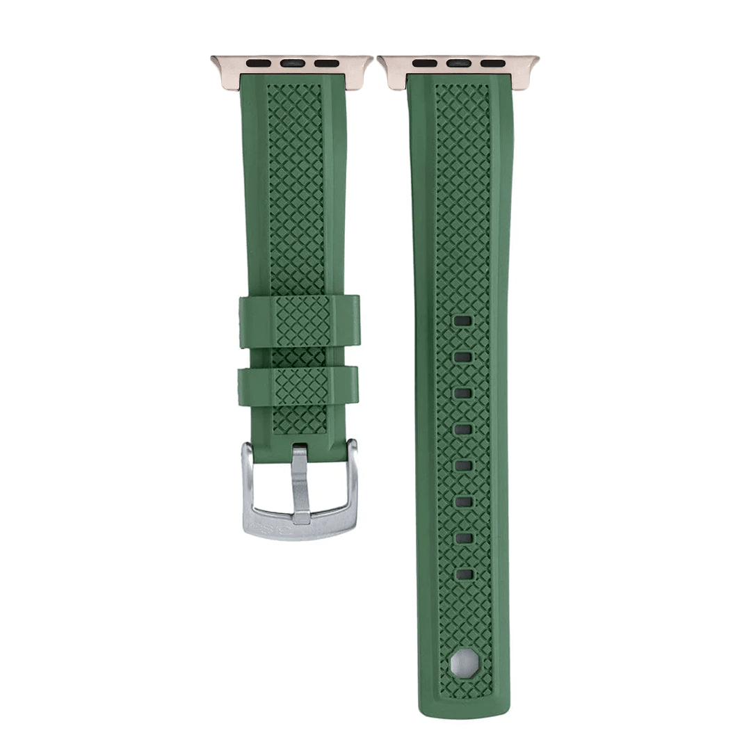 Crosshatch Rubber Band - For Apple Watch ULTRA - Green - BluShark Straps