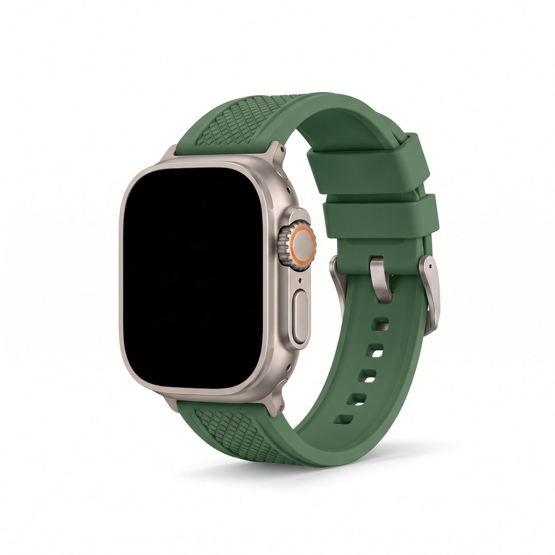 Crosshatch Rubber Band - For Apple Watch ULTRA - Green - BluShark Straps