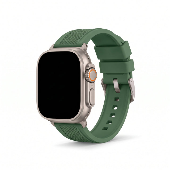 Crosshatch Rubber Band - For Apple Watch ULTRA - Green - BluShark Straps
