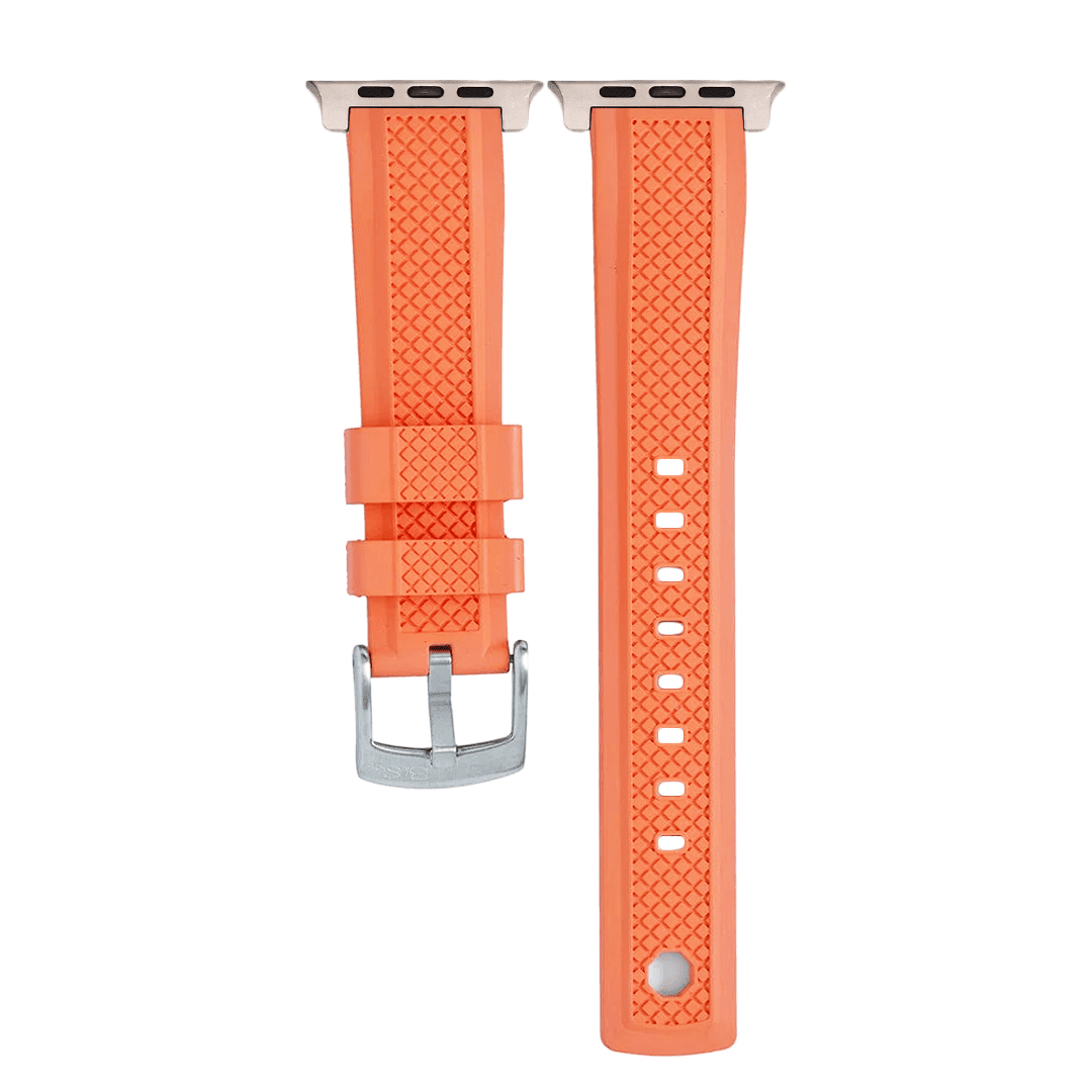 Crosshatch Rubber Band - For Apple Watch ULTRA - Orange - BluShark Straps