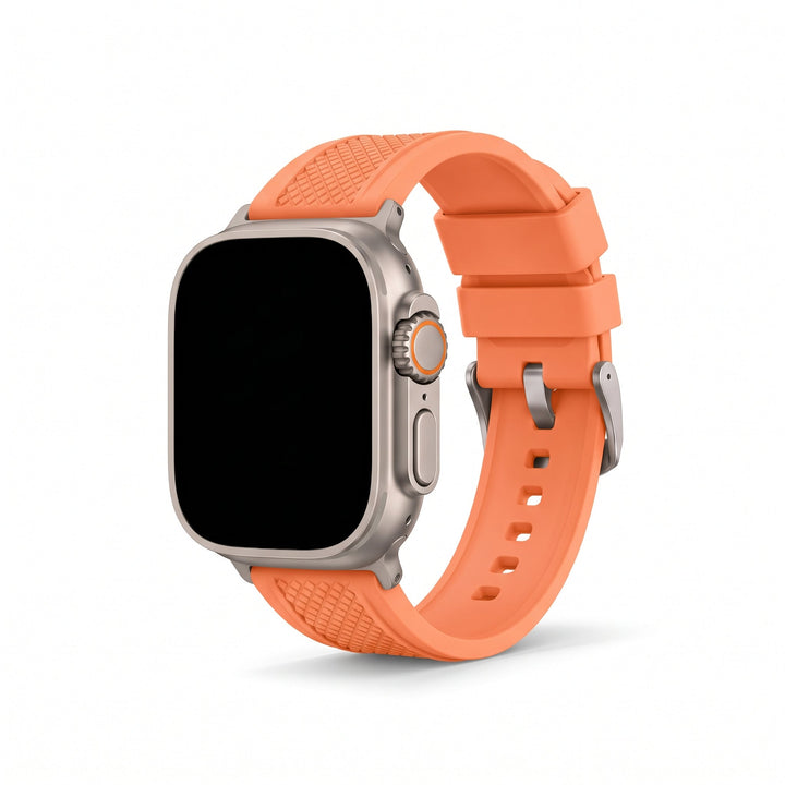 Crosshatch Rubber Band - For Apple Watch ULTRA - Orange - BluShark Straps
