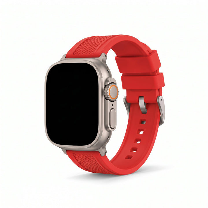 Crosshatch Rubber Band - For Apple Watch ULTRA - Red - BluShark Straps