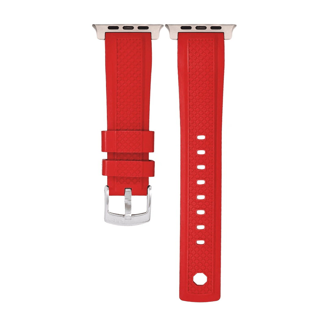 Crosshatch Rubber Band - For Apple Watch ULTRA - Red - BluShark Straps