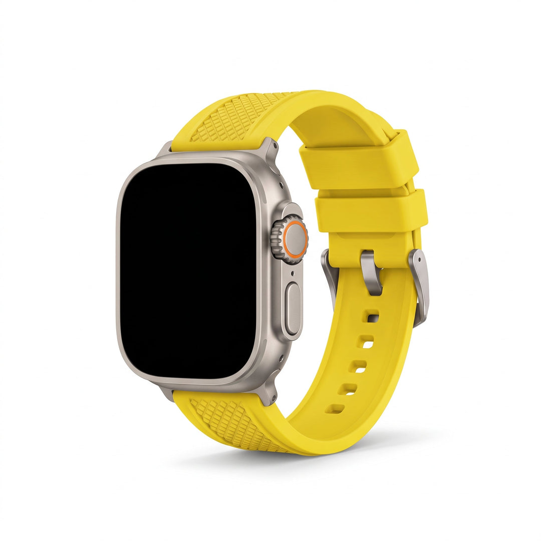 Crosshatch Rubber Band - For Apple Watch ULTRA - Yellow - BluShark Straps