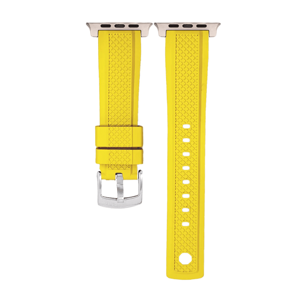 Crosshatch Rubber Band - For Apple Watch ULTRA - Yellow - BluShark Straps