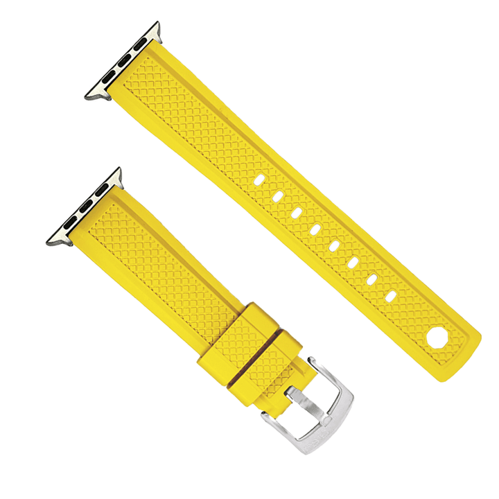 Crosshatch Rubber Band – For Apple Watch - Yellow - BluShark Straps