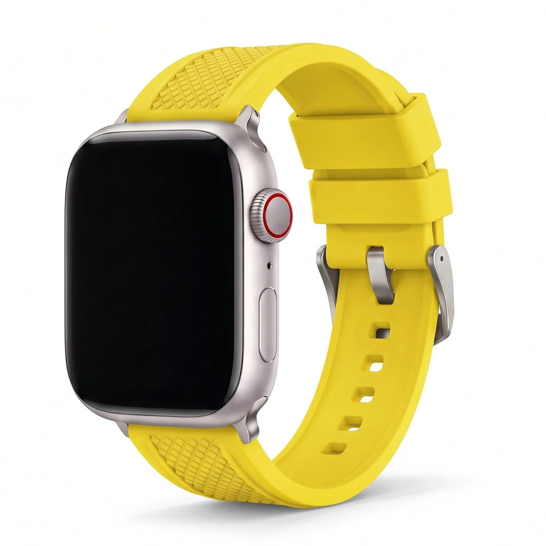 Crosshatch Rubber Band – For Apple Watch - Yellow - BluShark Straps