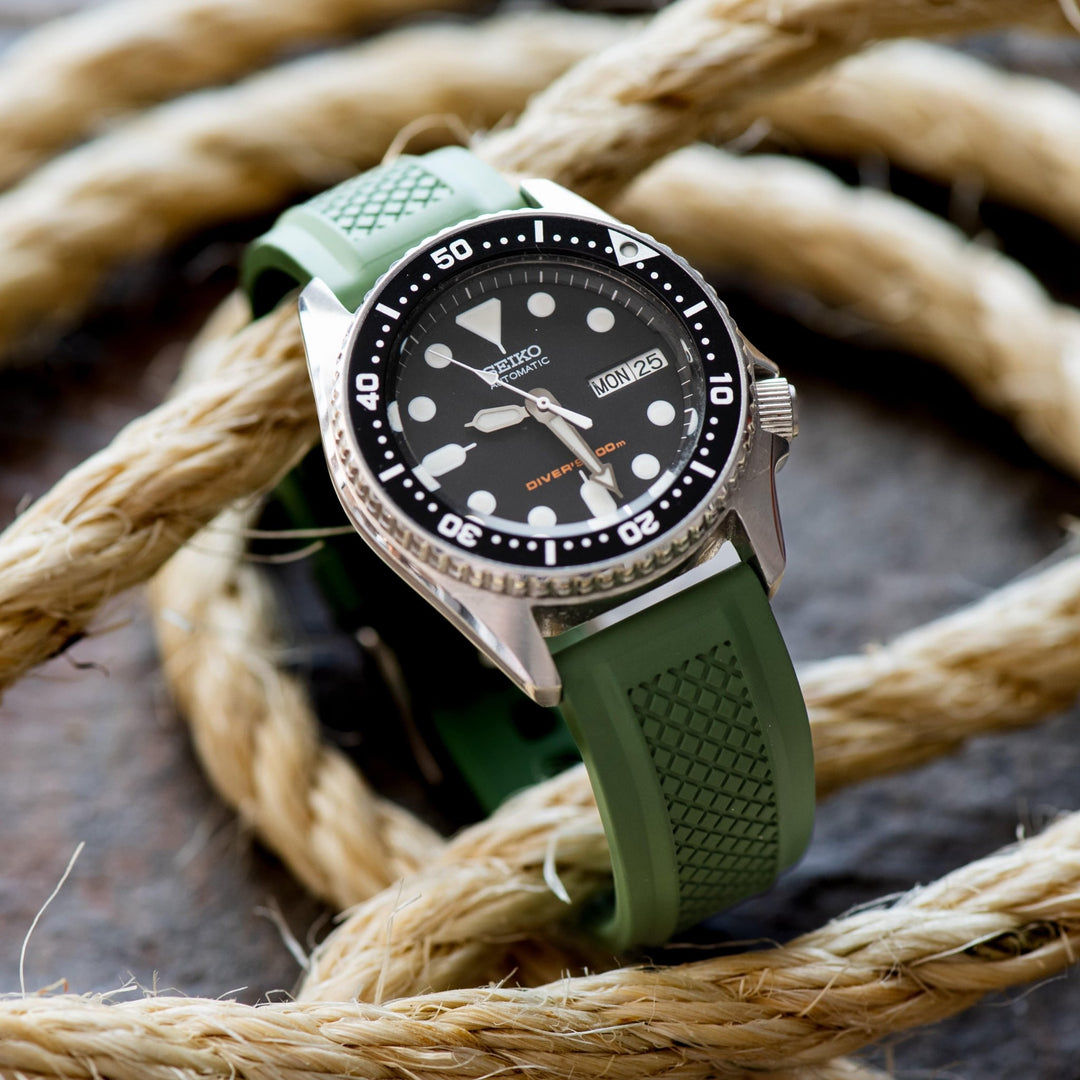 Crosshatch Rubber - Grenade Green - BluShark Straps
