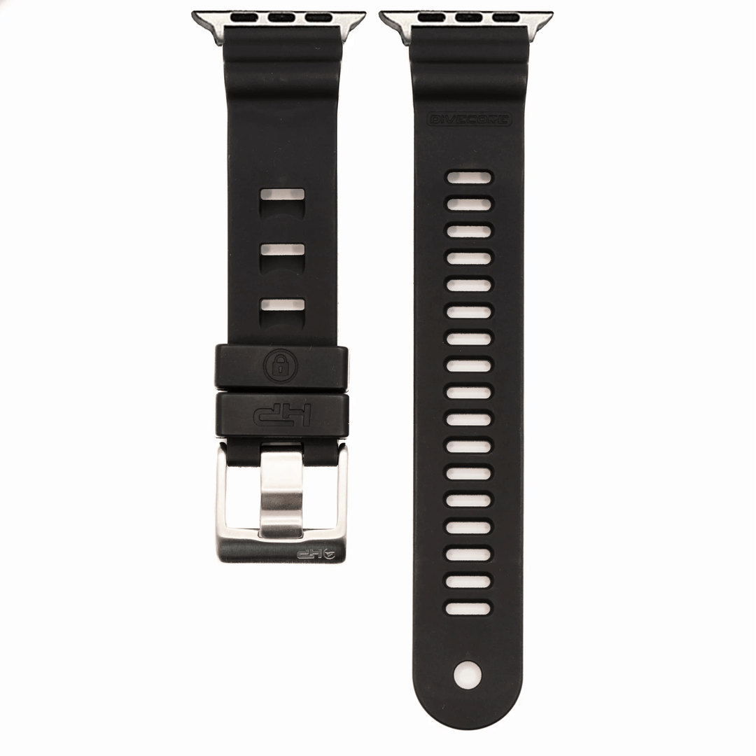 Divecore - American FKM Band - HP Professional Diving Watch Strap - For Apple Watch - Black - BluShark Straps