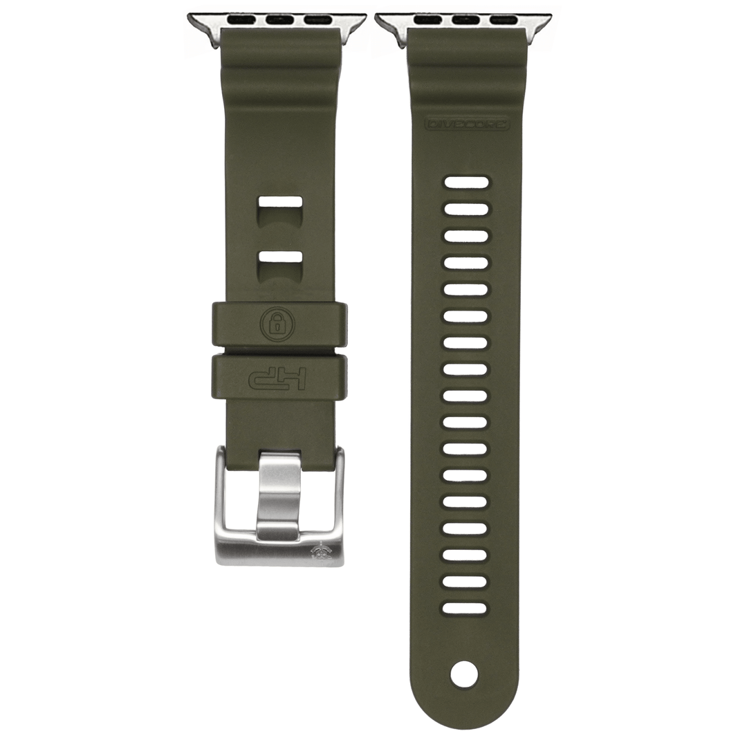 Divecore - American FKM Band - HP Professional Diving Watch Strap - For Apple Watch – Olive Green - BluShark Straps