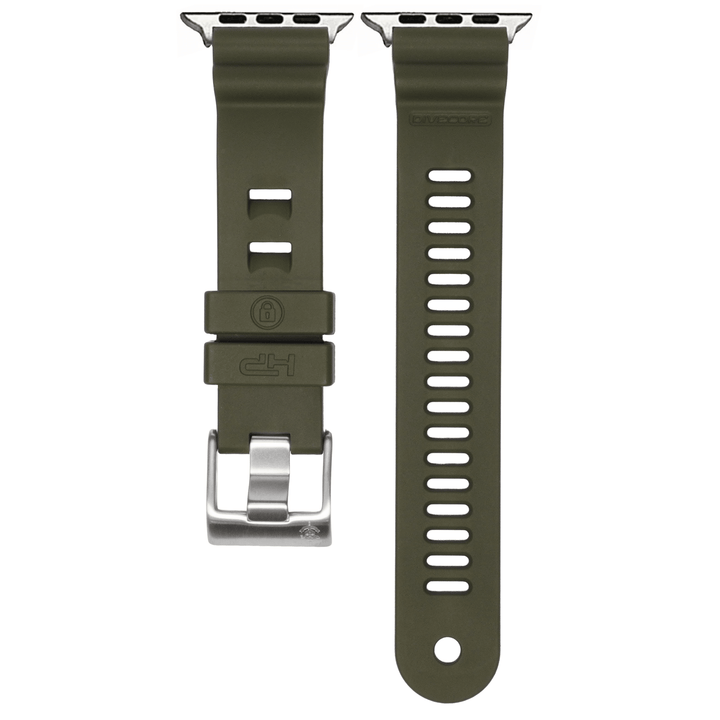 Divecore - American FKM Band - HP Professional Diving Watch Strap - For Apple Watch – Olive Green - BluShark Straps