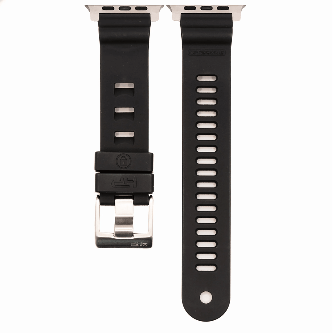 Divecore Band - American FKM - HP Professional Diving Watch Strap - For Apple Watch ULTRA - Black - BluShark Straps