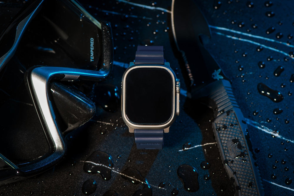 Divecore Band - American FKM - HP Professional Diving Watch Strap - For Apple Watch ULTRA - Navy Blue - BluShark Straps