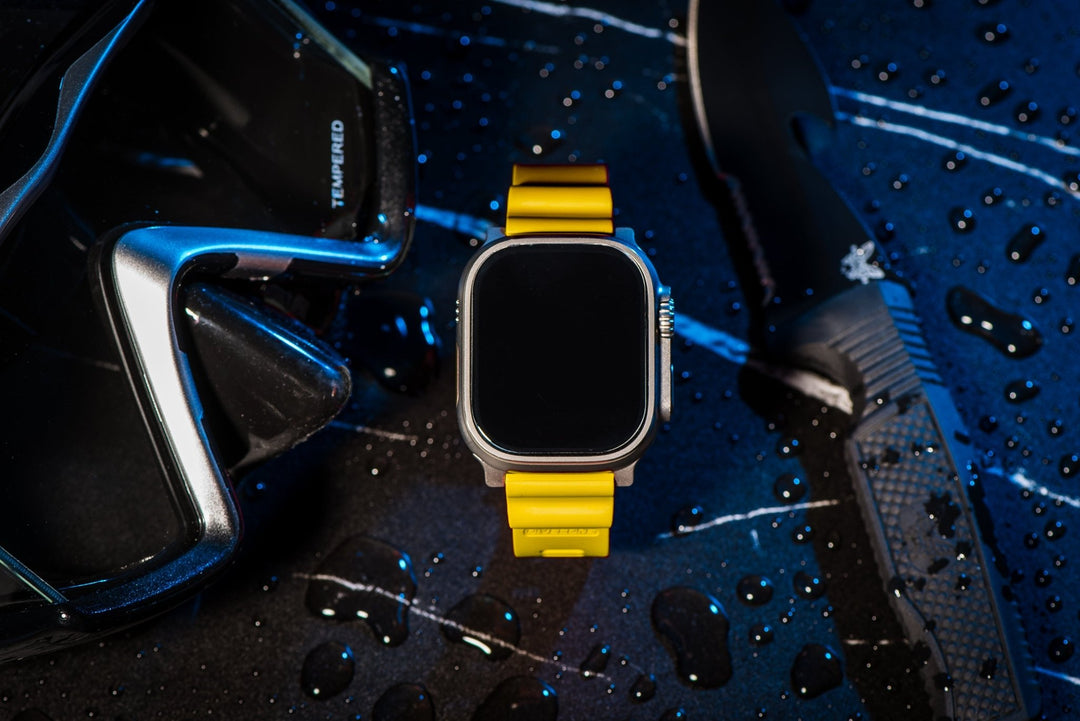 Divecore Band - American FKM - HP Professional Diving Watch Strap - For Apple Watch ULTRA - Yellow - BluShark Straps