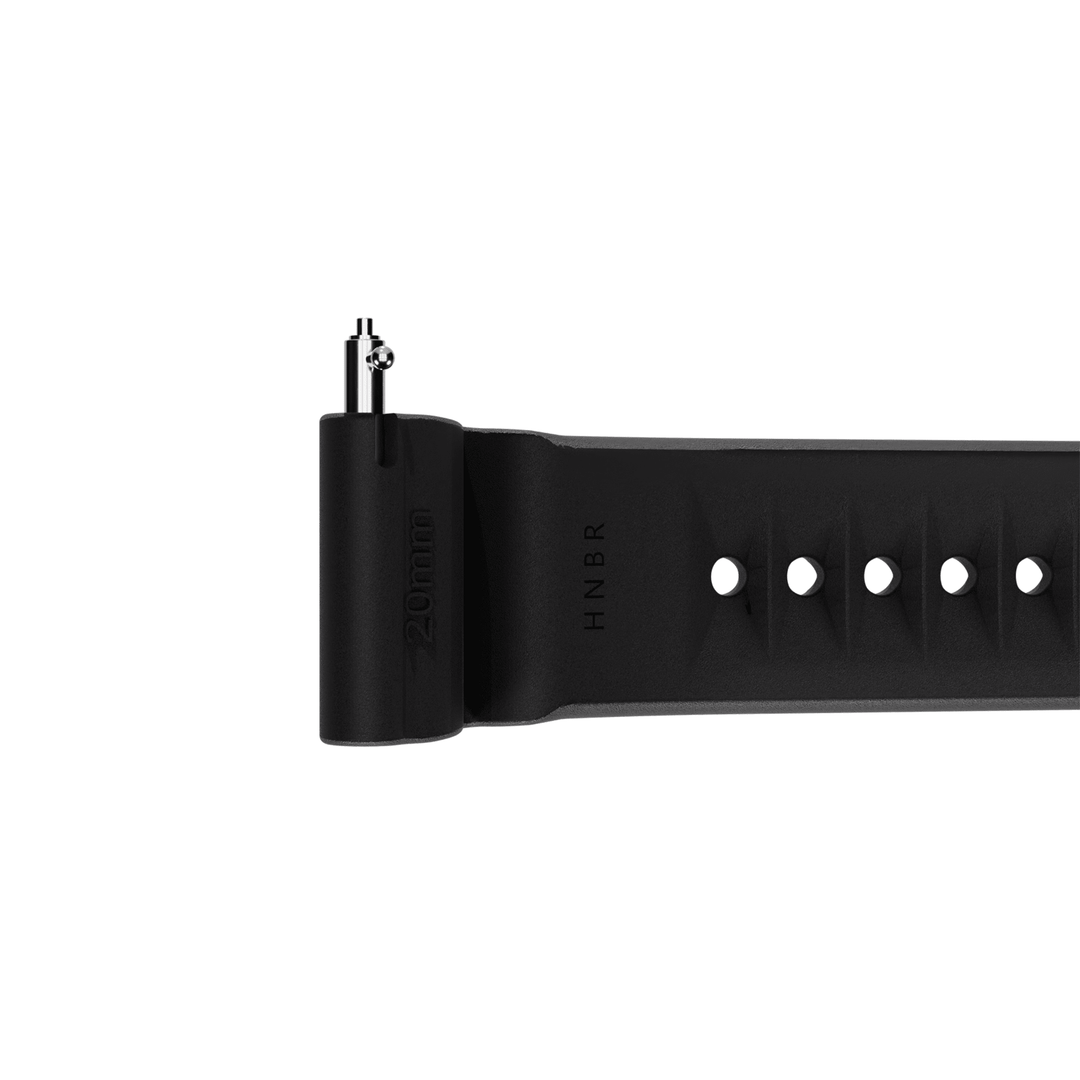 BluShark Straps Divecore - HNBR Rubber - WFL Professional Diving Watch Strap - Black